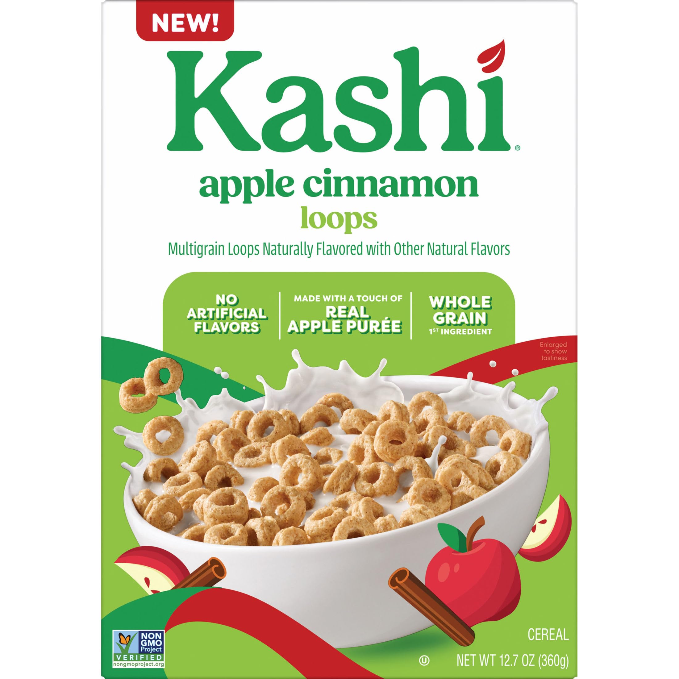 Kashi Apple Cinnamon Loops, a wholesome breakfast option with real cinnamon.