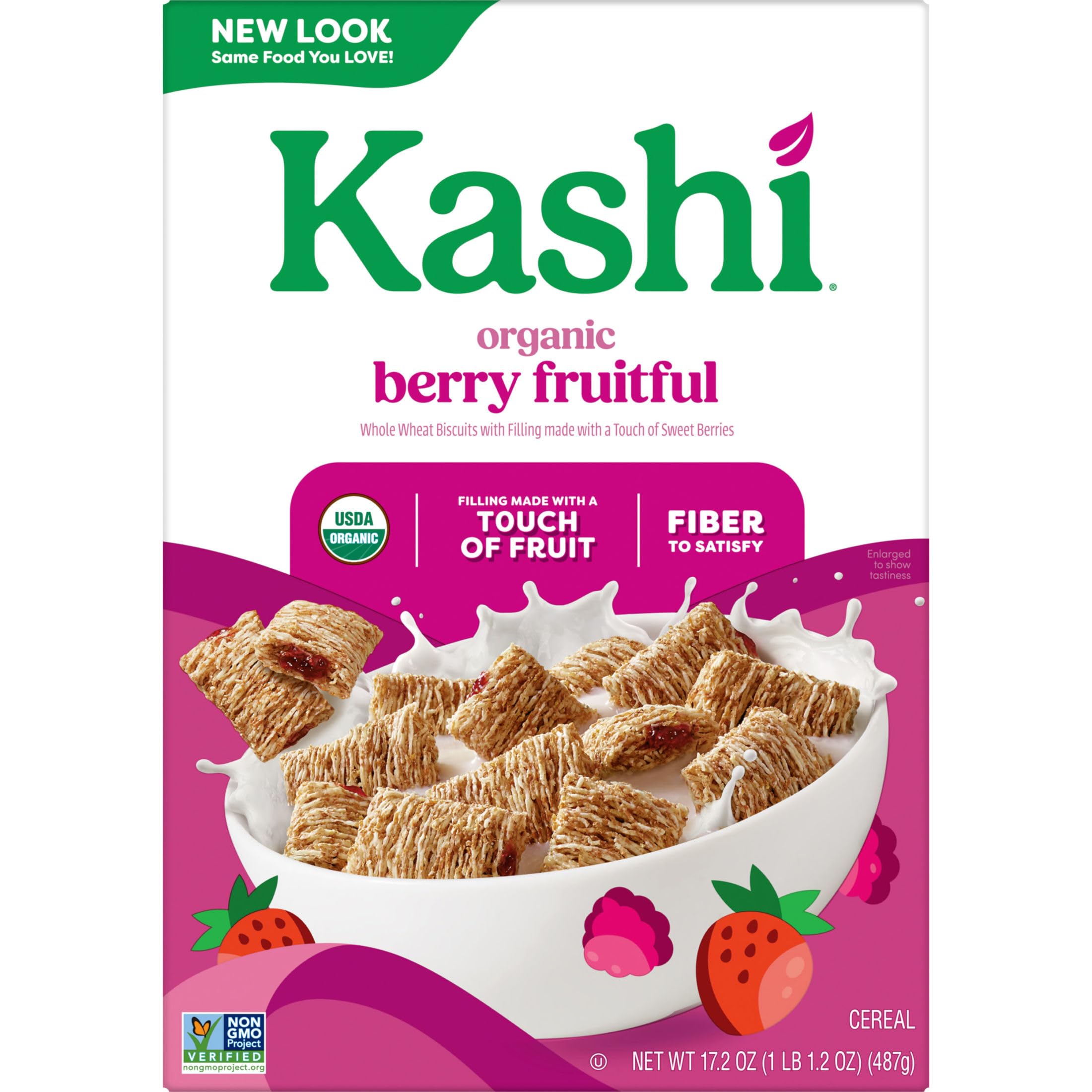 Organic ingredients label on Kashi Berry Fruitful highlights vegan status