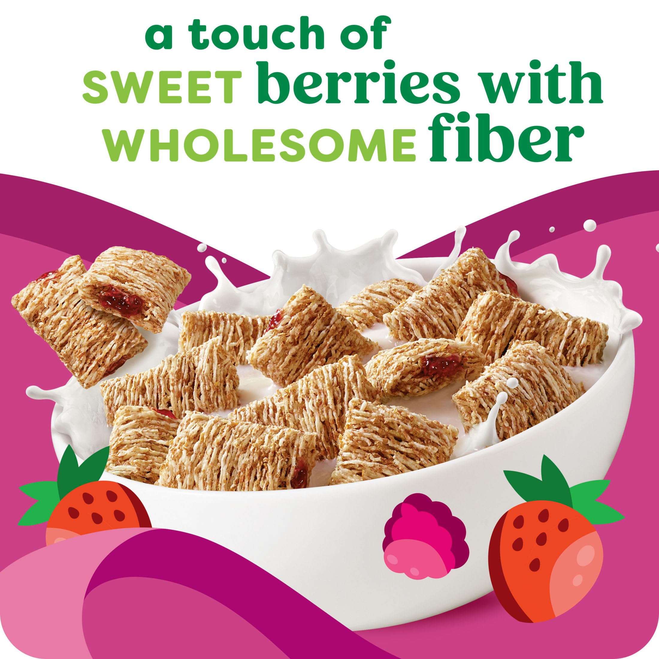 Close-up of Kashi Berry Fruitful wheat biscuits showing a crunchy texture