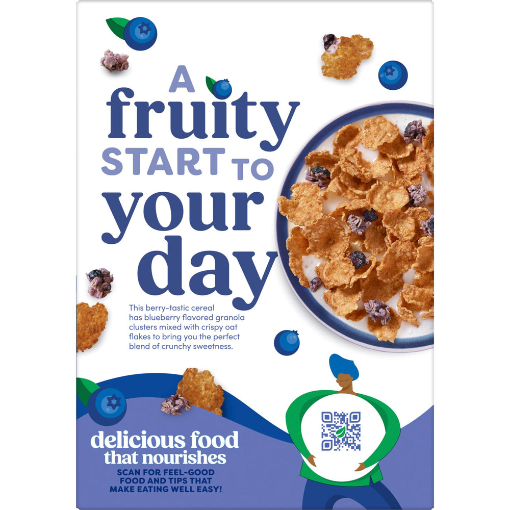 Kids-friendly breakfast option with Kashi Blueberry Clusters in a bowl