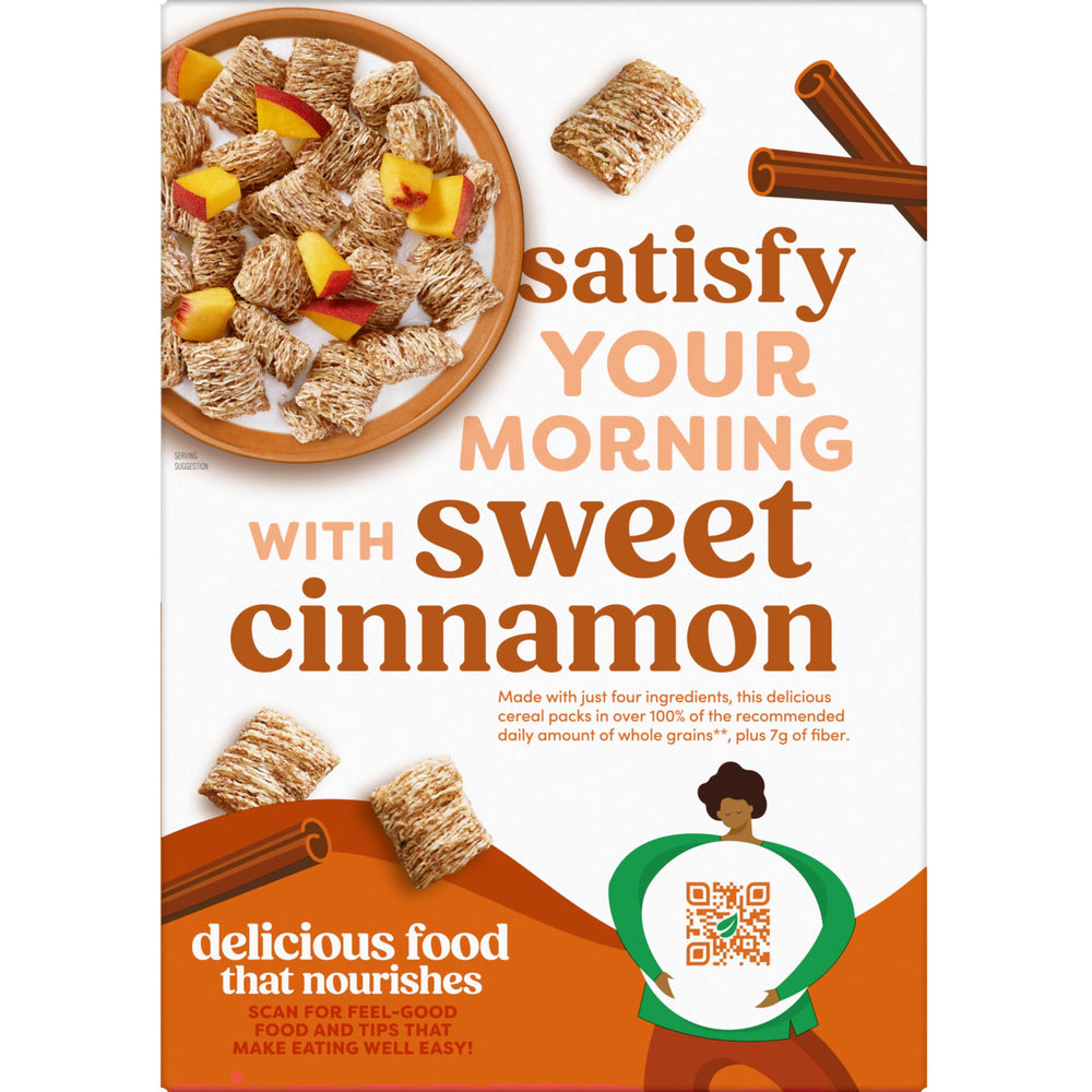 Kashi Cinnamon Harvest kitchen table setup with cereal and fruit