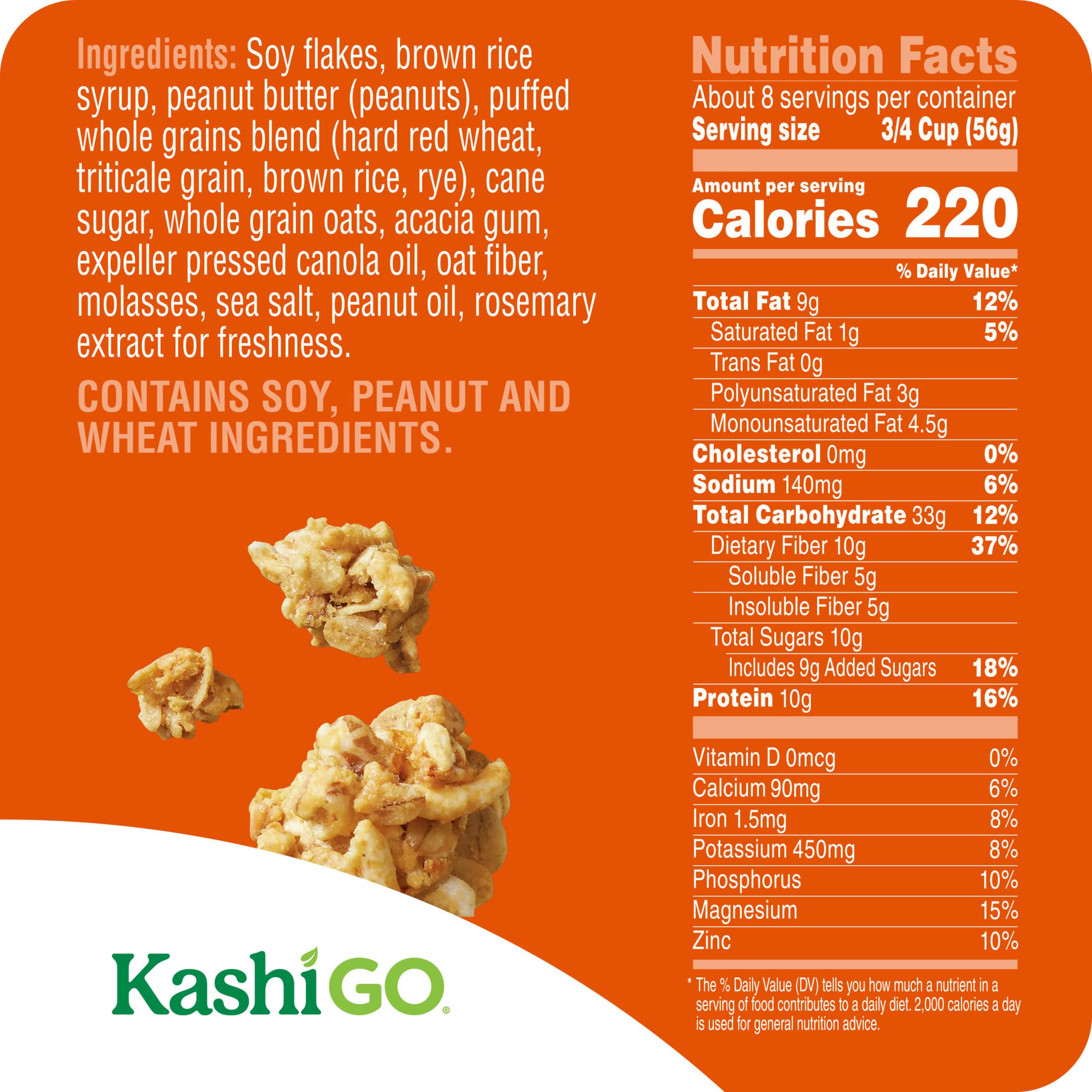 Kashi GO Peanut Butter Crunch being poured into a bowl for a crunchy morning.