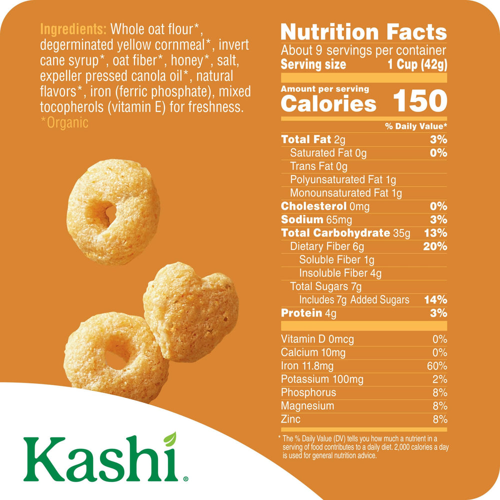 Kashi Honey Toasted cereal on a spoon showing honey sweetness