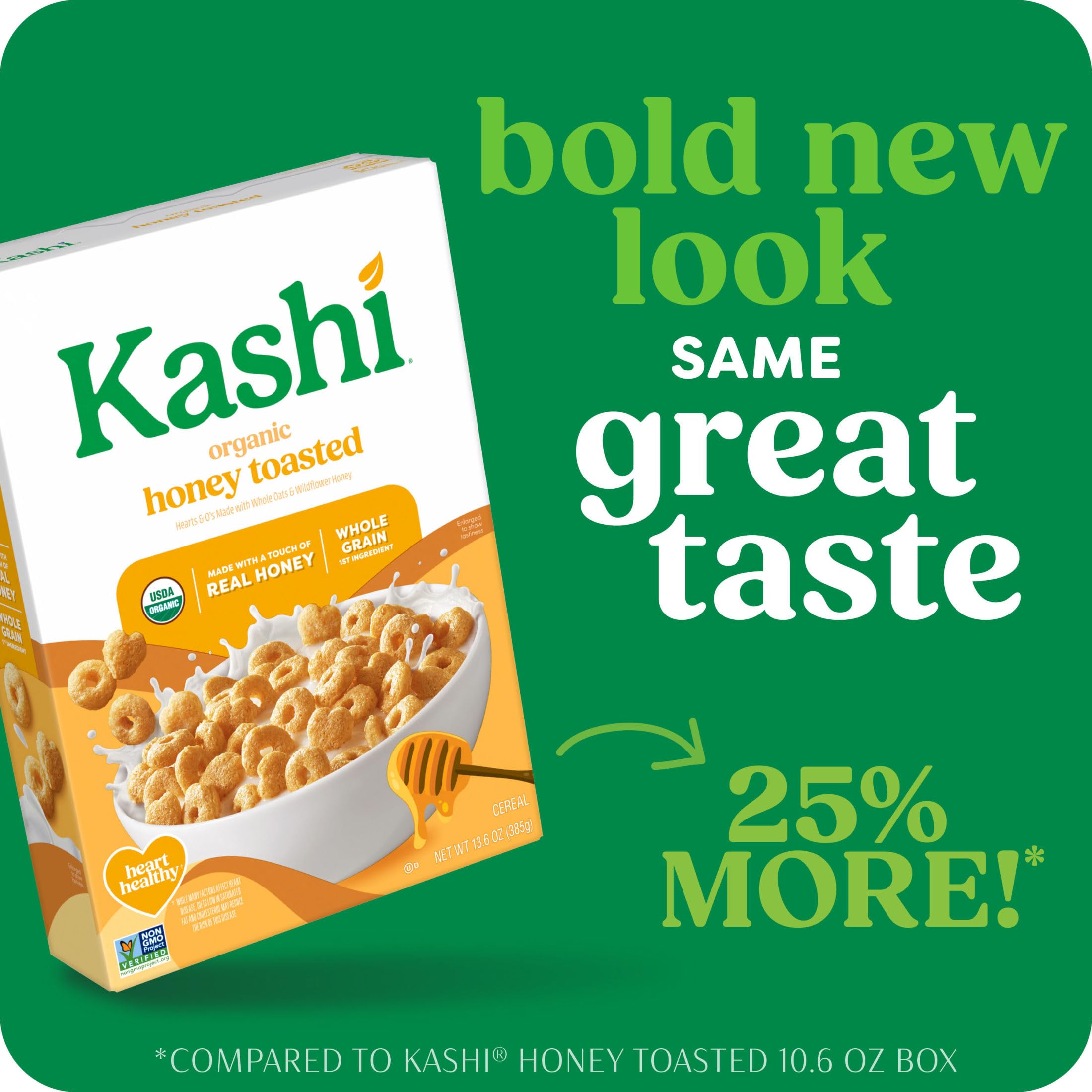 Close-up of Kashi Honey Toasted organic whole grains