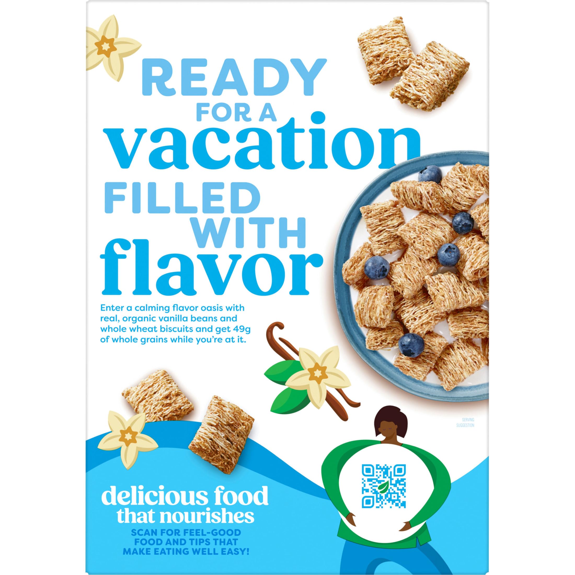 Kids pouring Kashi Island Vanilla cereal for a family breakfast.