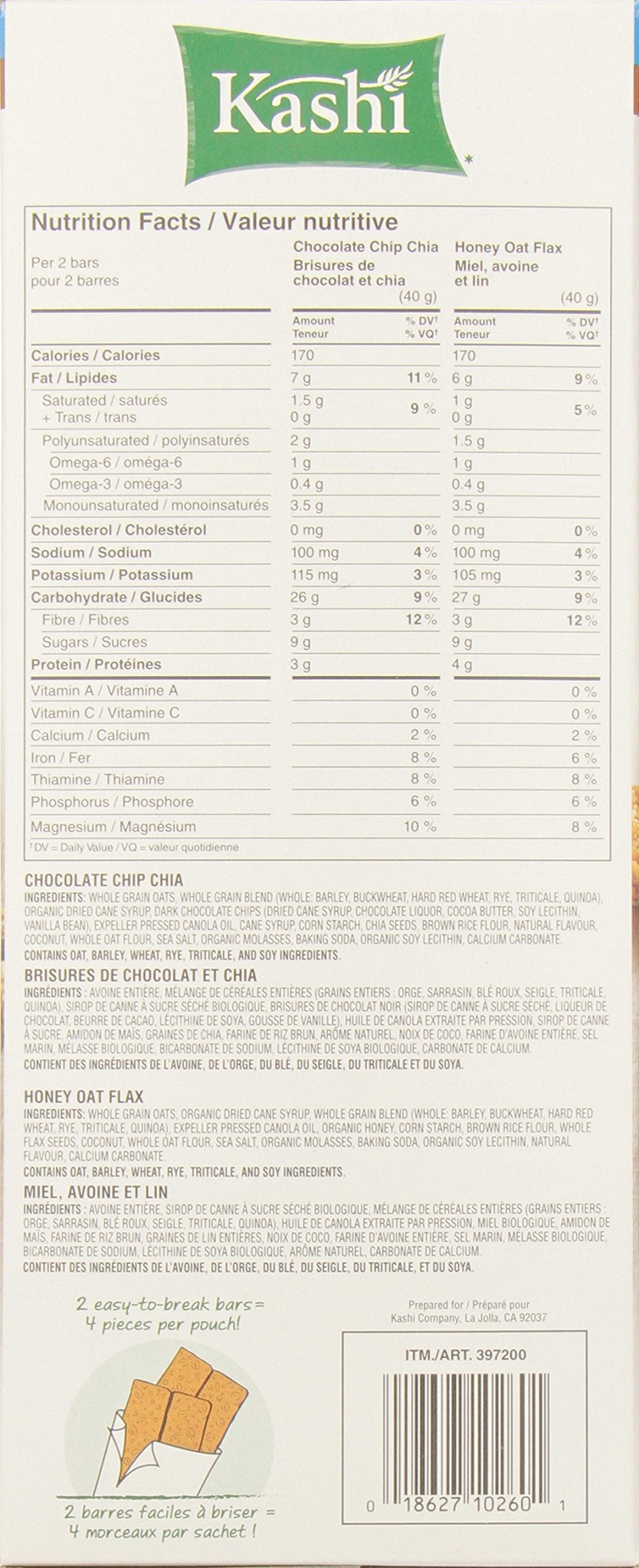 Kashi Seven Grain with Quinoa Bars close-up highlighting chewy texture and grain blend.