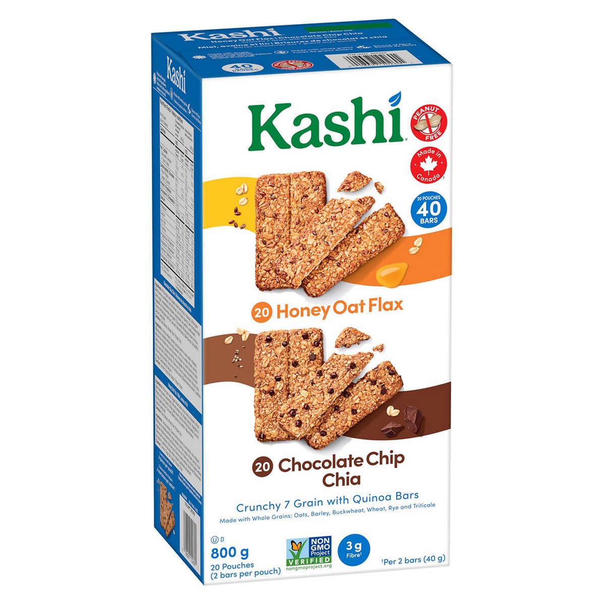 Kashi Seven Grain with Quinoa Bars packaging for 40-count bulk, pantry staple.