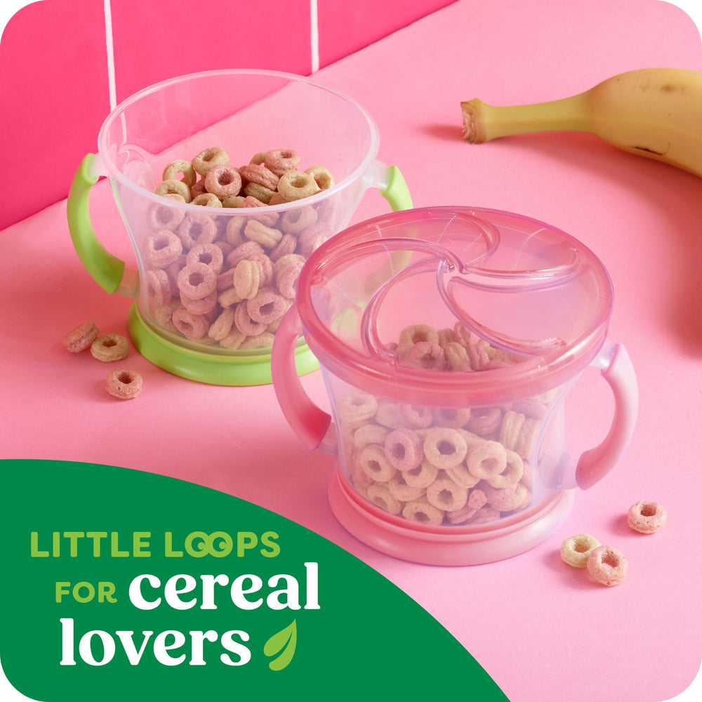 Kashi Strawberry Banana Smoothie Loops snack plate ready between activities