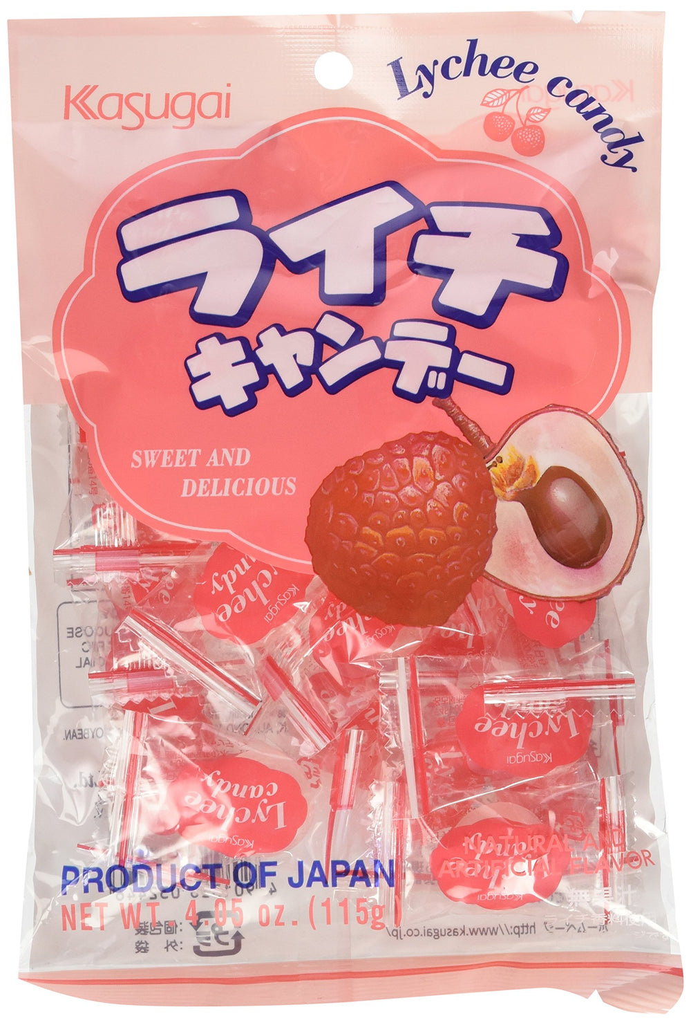 Kasugai Lychee Candy packaging image, ideal for on-the-go snacking.