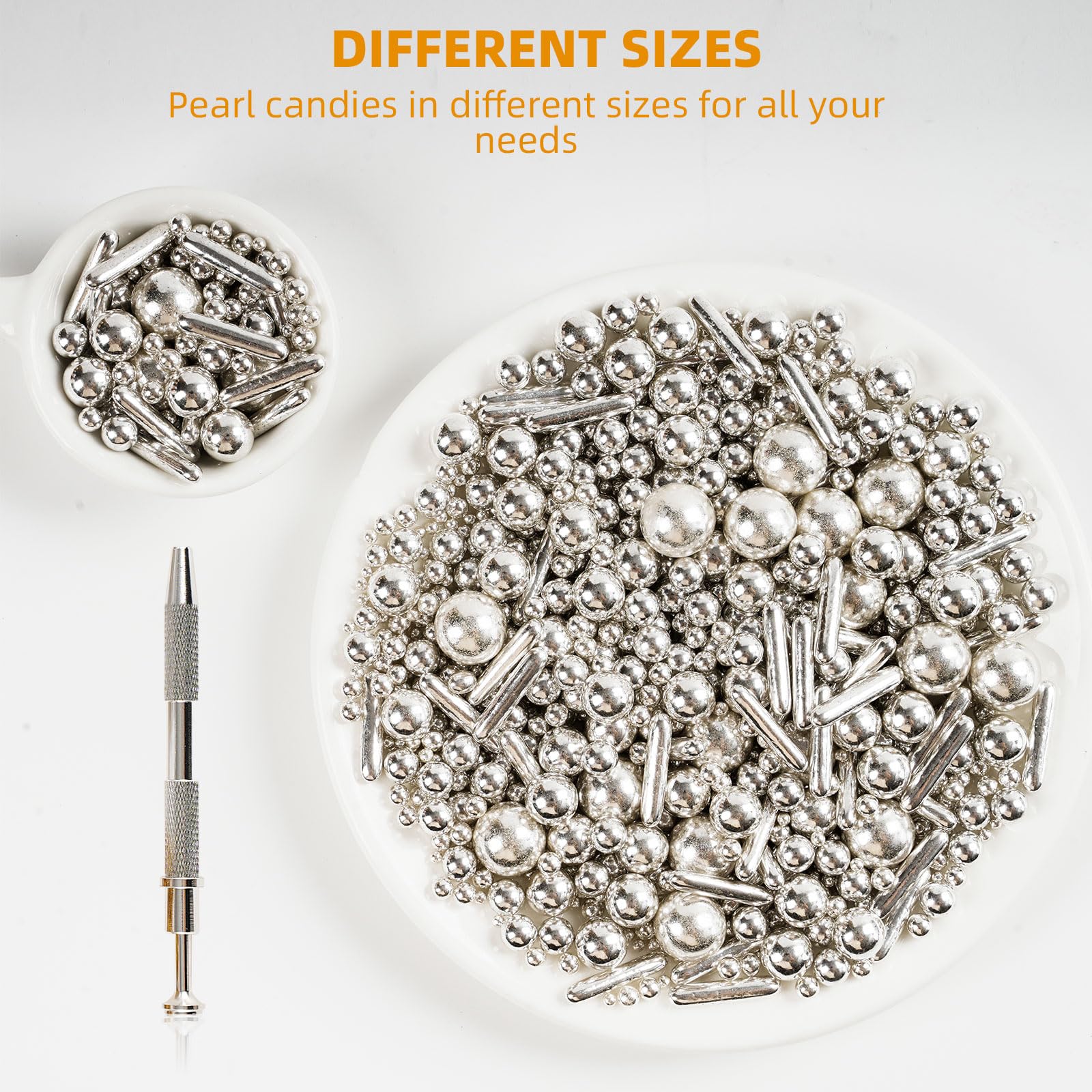 Kasvan edible silver pearls 2mm ready to embellish cookies and cupcakes