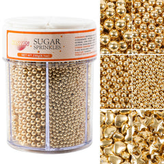 Kasvan Gold Pearl Sugar Sprinkles jar adds elegant shine to desserts.