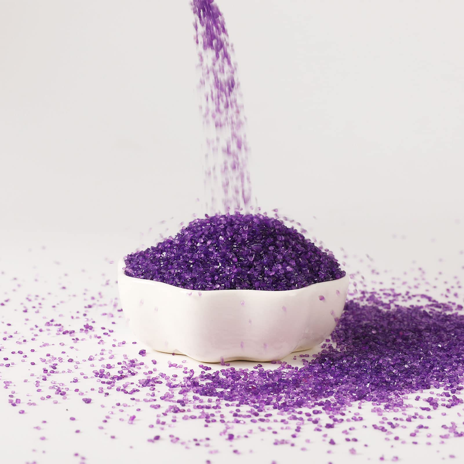 Kasvan purple sanding sugar on cakes and fudge for decoration.