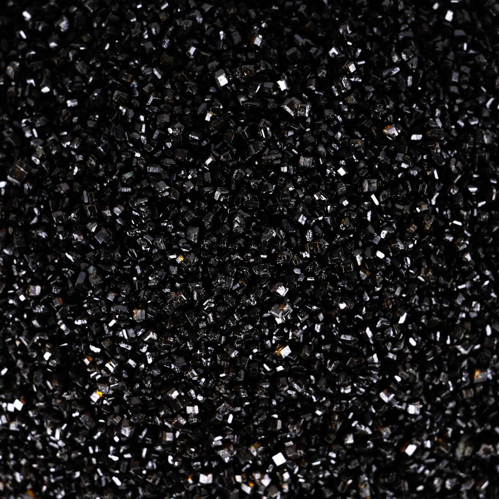 KASVAN black sanding sugar bottle adds dramatic sparkle to desserts