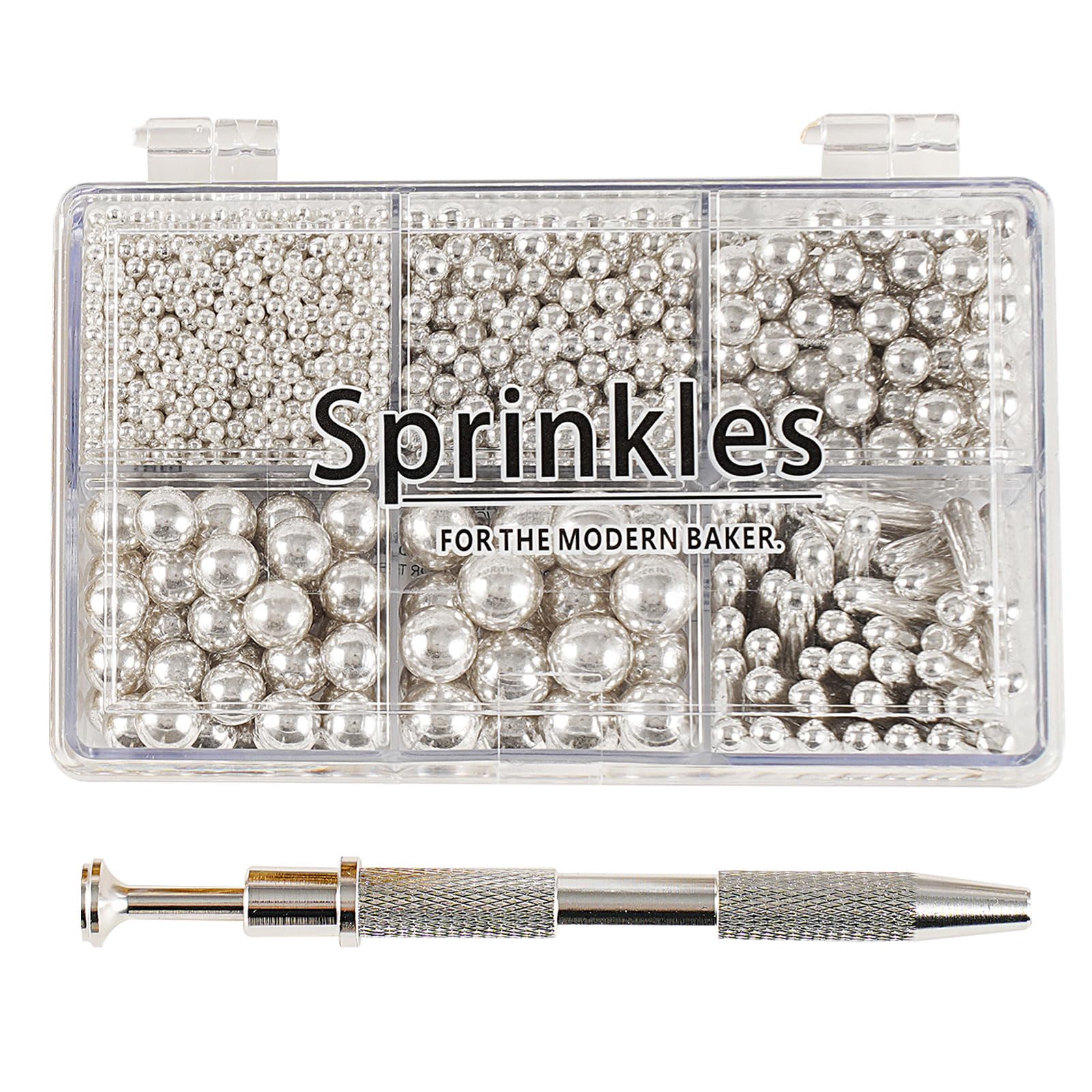 Kasvan silver mix sprinkles in a gift box adding crystal sparkle to cakes and desserts