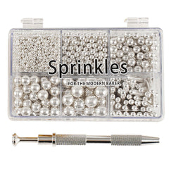 Kasvan silver mix sprinkles in a gift box adding crystal sparkle to cakes and desserts