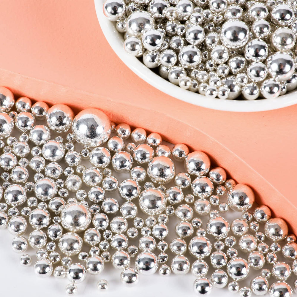 Kasvan Silver Pearl Sugar cake decoration close-up for elegant desserts