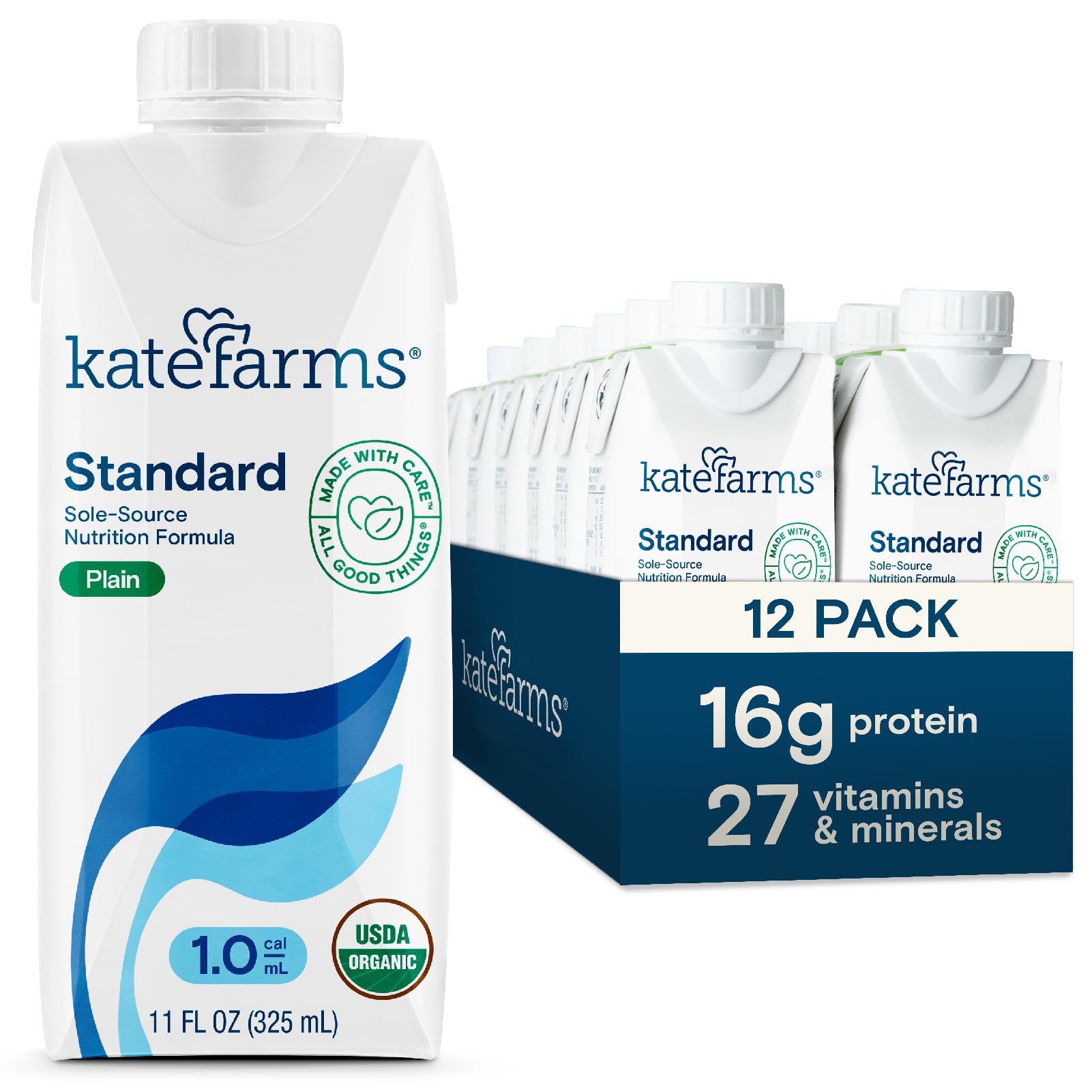 Kate Farms 1.0 vanilla shake bottle shows convenient meal replacement option