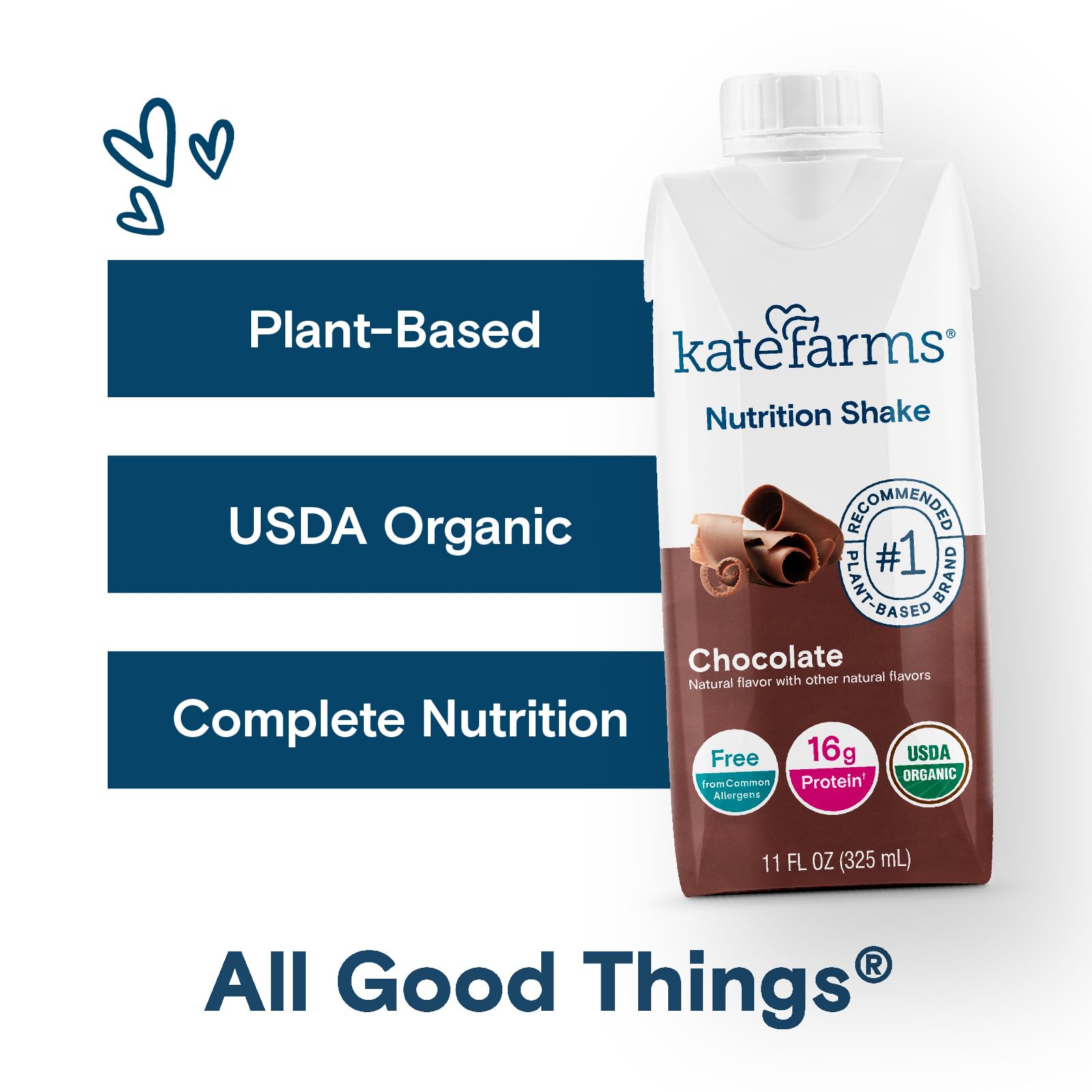 Ready-to-drink Kate Farms chocolate shake offers a quick, nutritious option.