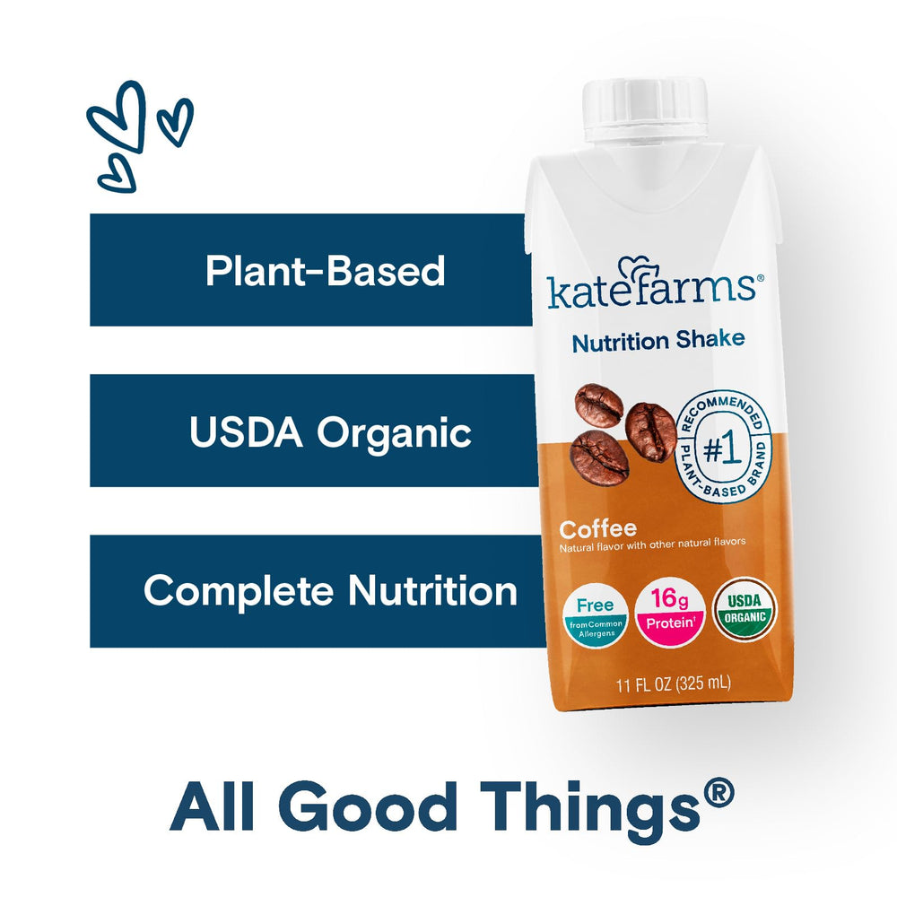 Kate Farms ingredients spotlight showing plant-based protein and organic components.