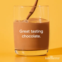 Kate Farms label with USDA Organic and Non-GMO verification for clean nutrition.
