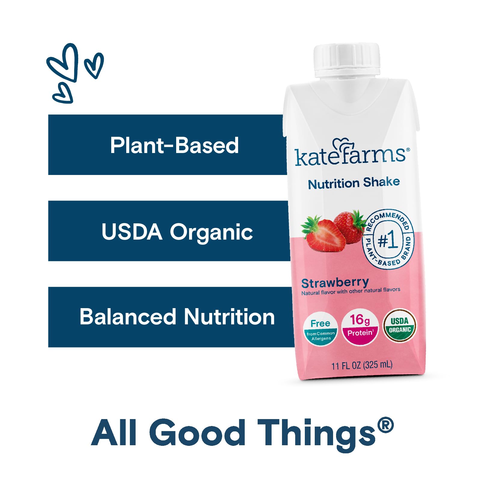 Shaker with Kate Farms label and shake ready to drink on the go