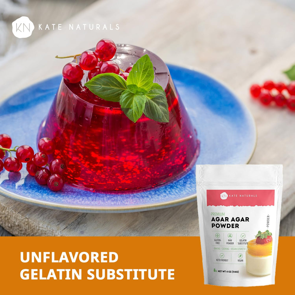Kate Naturals agar-agar powder enables vegan cheese and plant-based recipes.