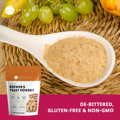 Kate Naturals Brewer's Yeast Powder poured into a smoothie for a subtle boost