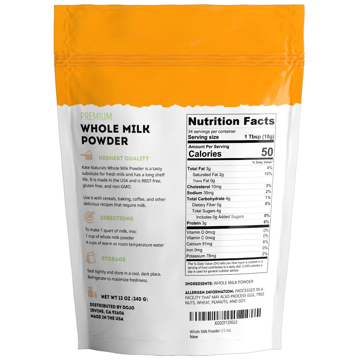 Kate Naturals powder scoop with milk powder for easy portioning in baking and beverages