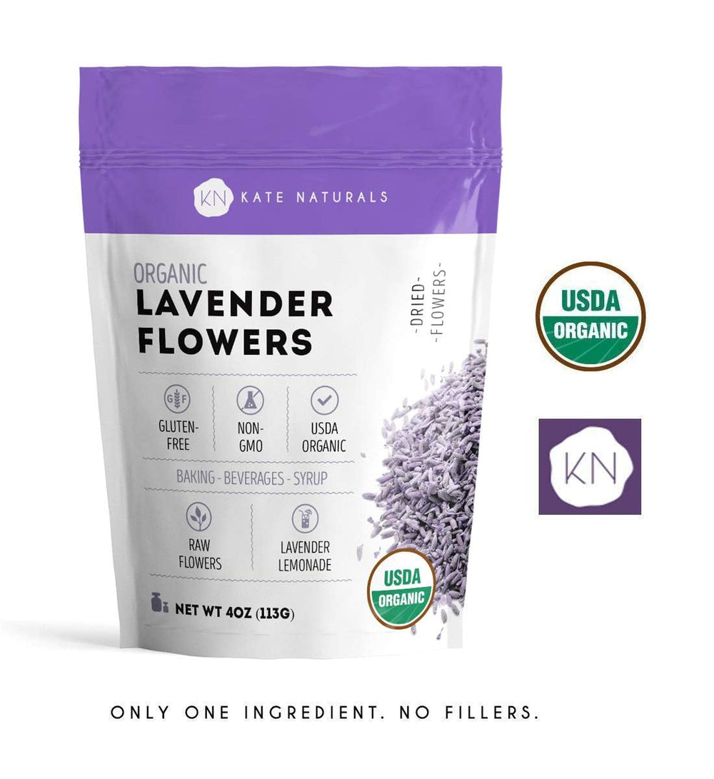 Kate Naturals dried lavender buds; versatile for candles and bath products with a natural floral scent.