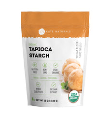 Kate Naturals tapioca flour bag front; gluten-free baking option for breads and pastries.