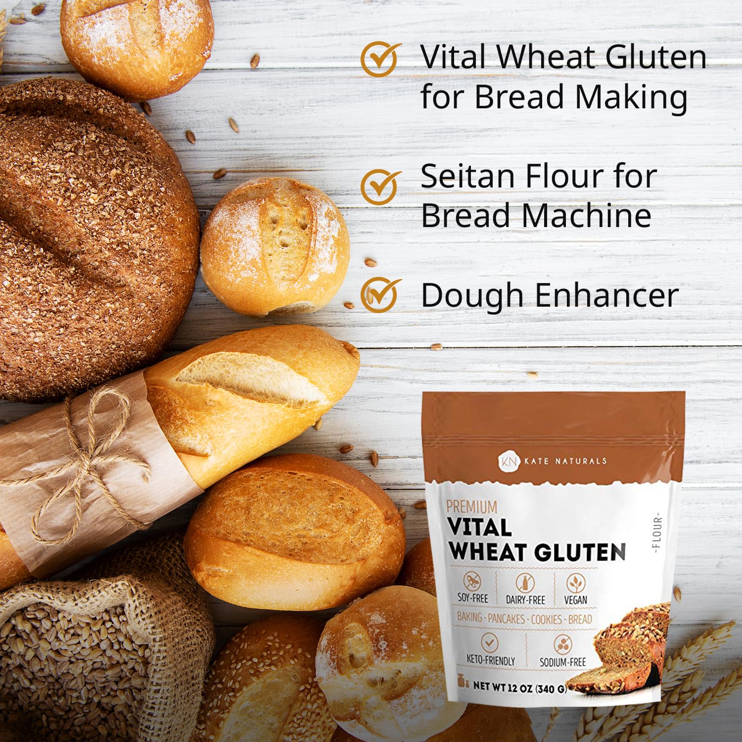 Vital Wheat Gluten used to craft seitan with protein-rich texture from Kate Naturals.
