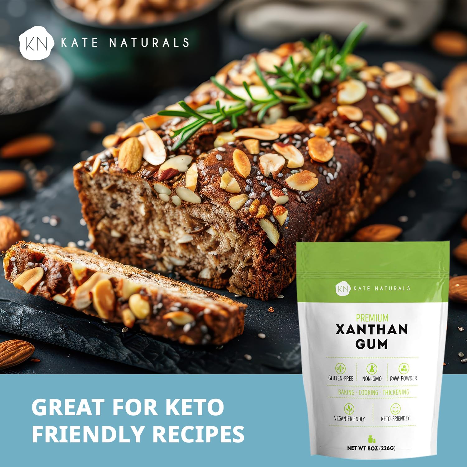 Kate Naturals Xanthan Gum is a gluten-free, food-grade thickener.
