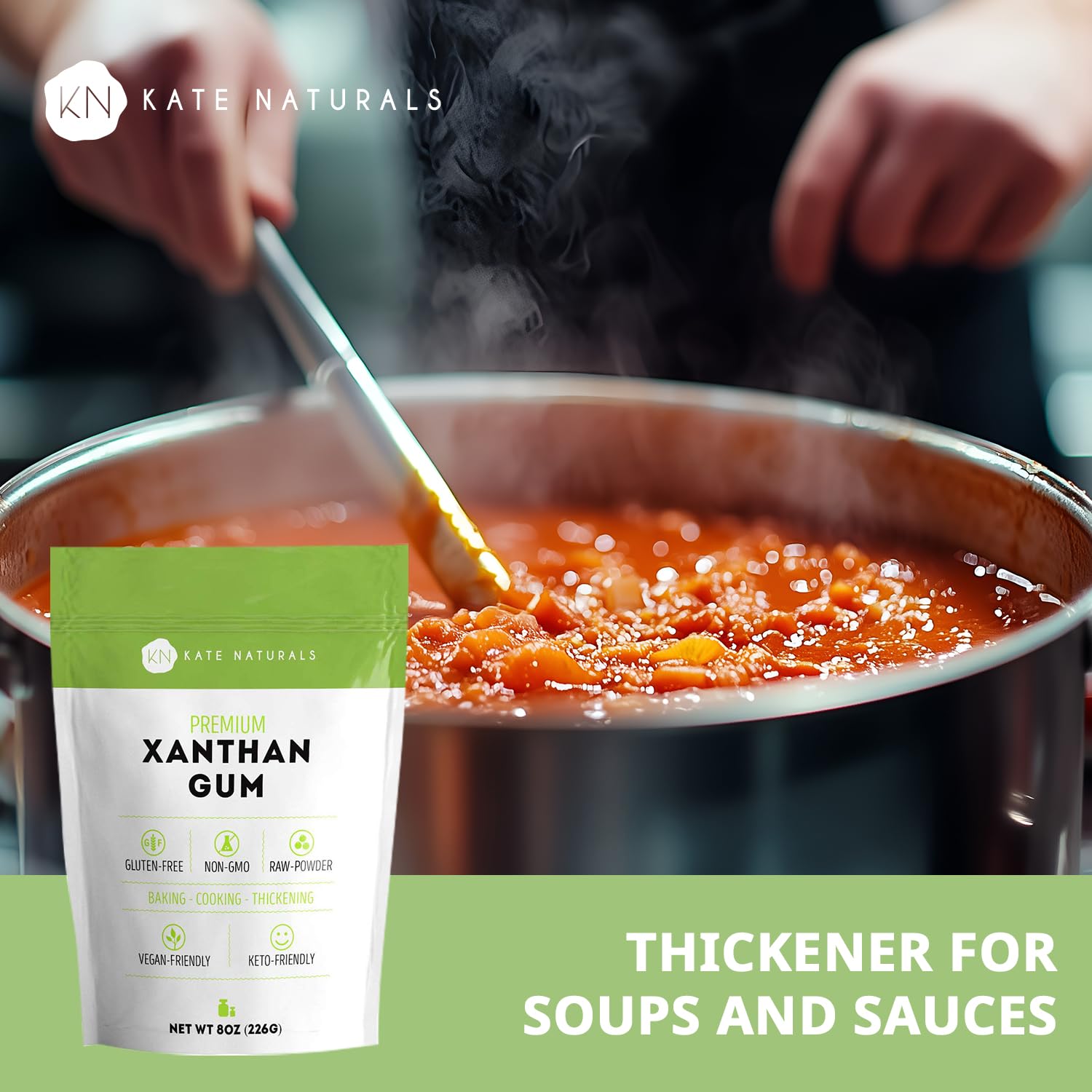 Kate Naturals Xanthan Gum supports keto-friendly baking and desserts.