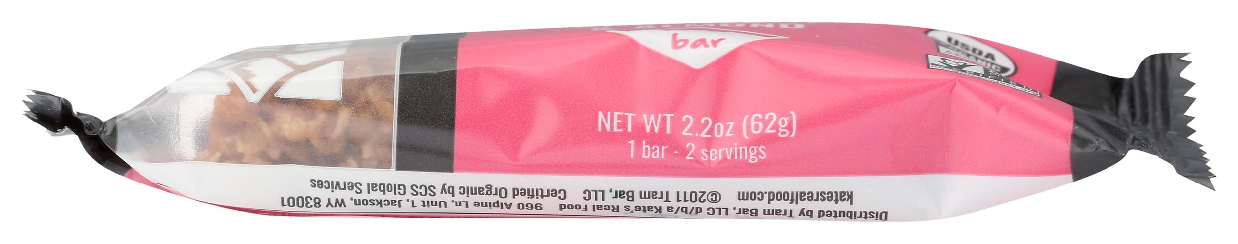 Kate's Real Food Bar Oatmeal Cranberry Almond nutrition facts label communicates protein and fiber details