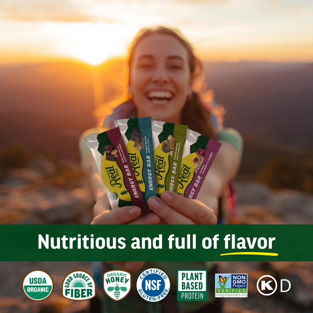 Kate's Real Food bars in a daypack, ready for road trips and adventures.