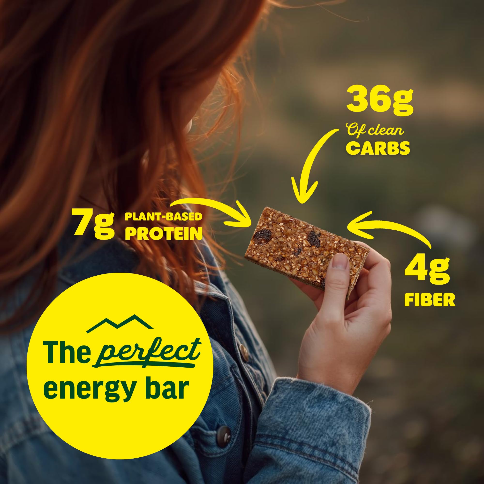 Kate's Real Food energy bar packaging in hand highlighting pack size