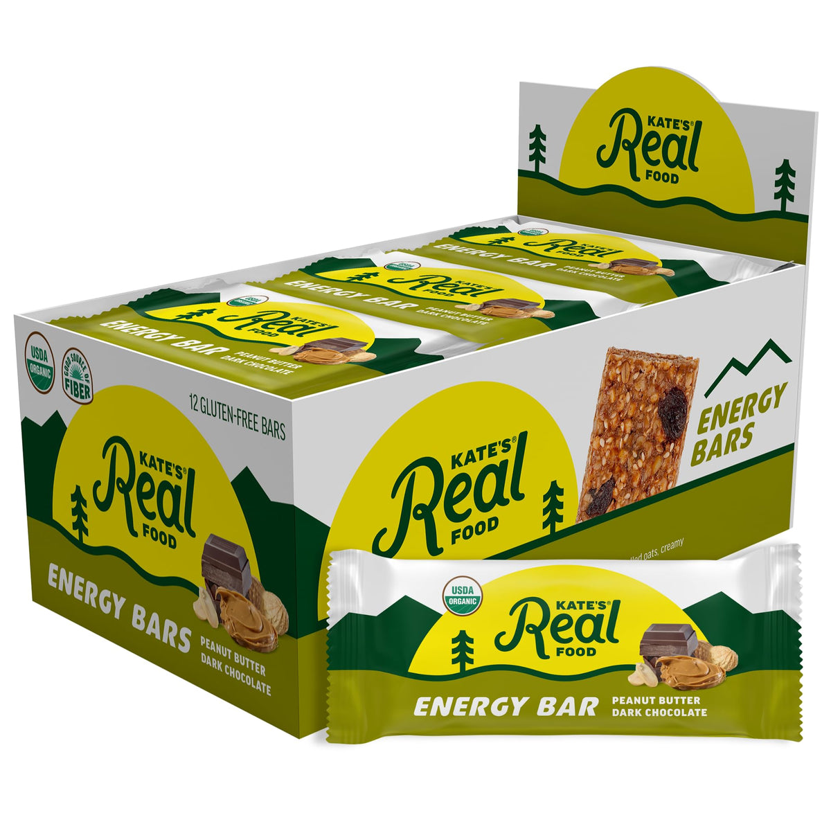 Kate's Real Food energy bar front-pack showing convenient on-the-go energy