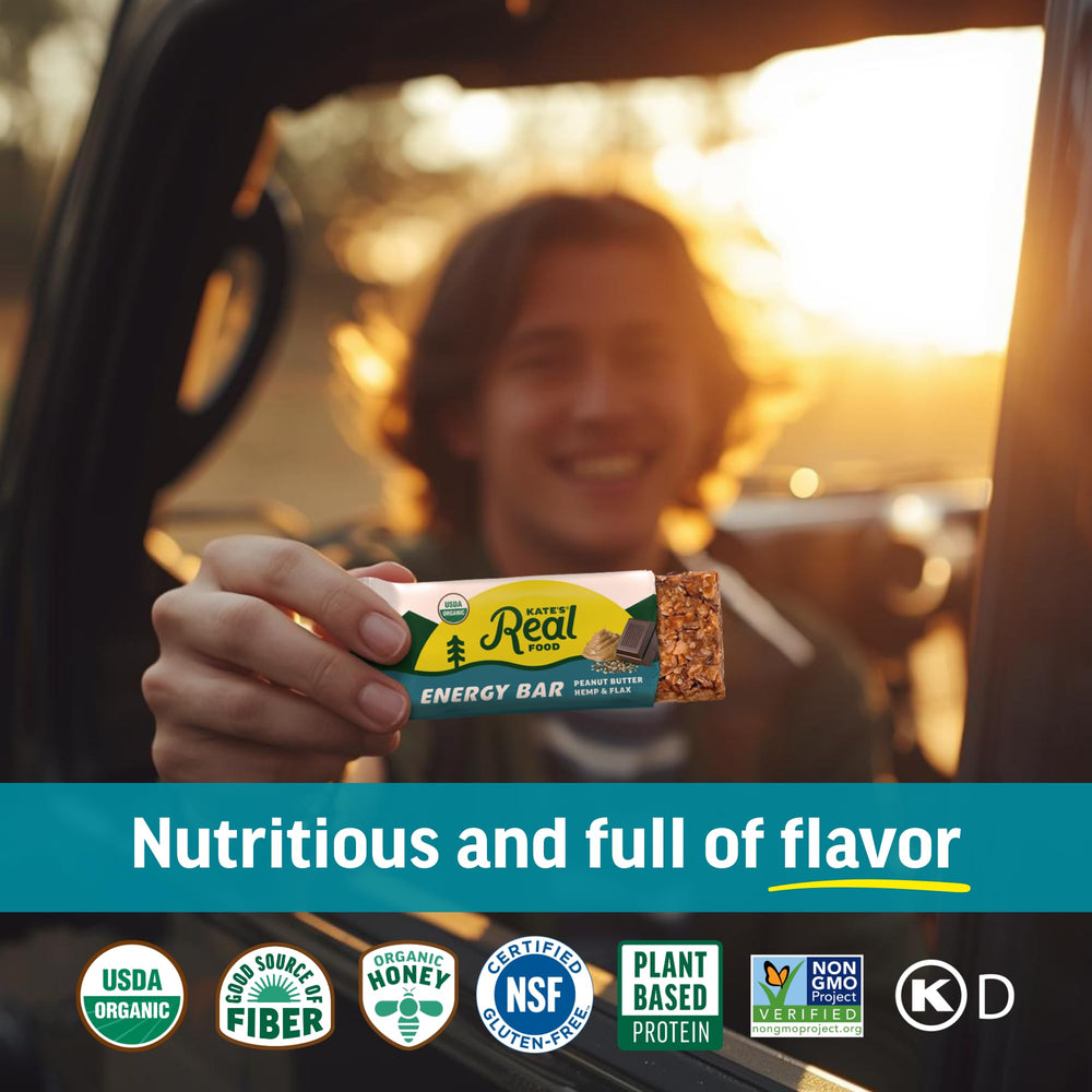 Convenient energy bar for hiking, workouts, or school lunches.