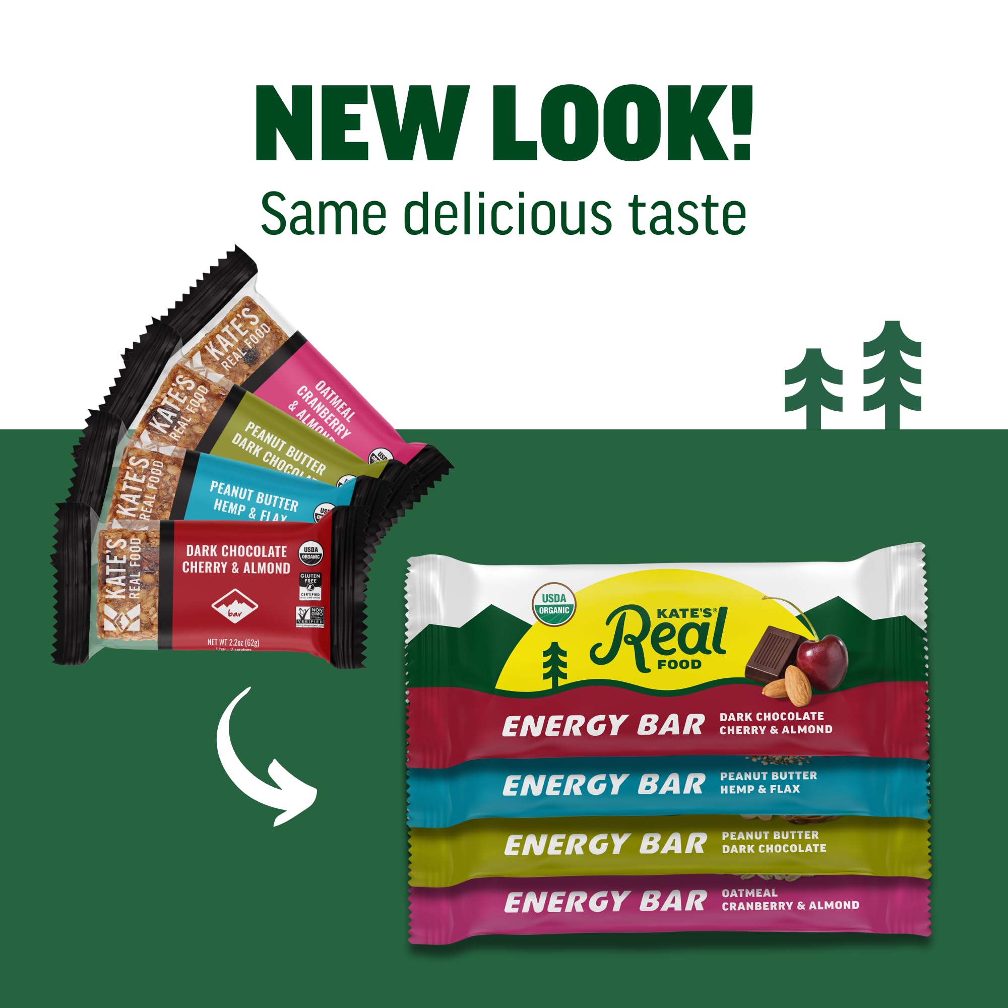 Kate's Real Food Oatmeal Cranberry & Almond bar close-up, naturally honey-sweetened treat.