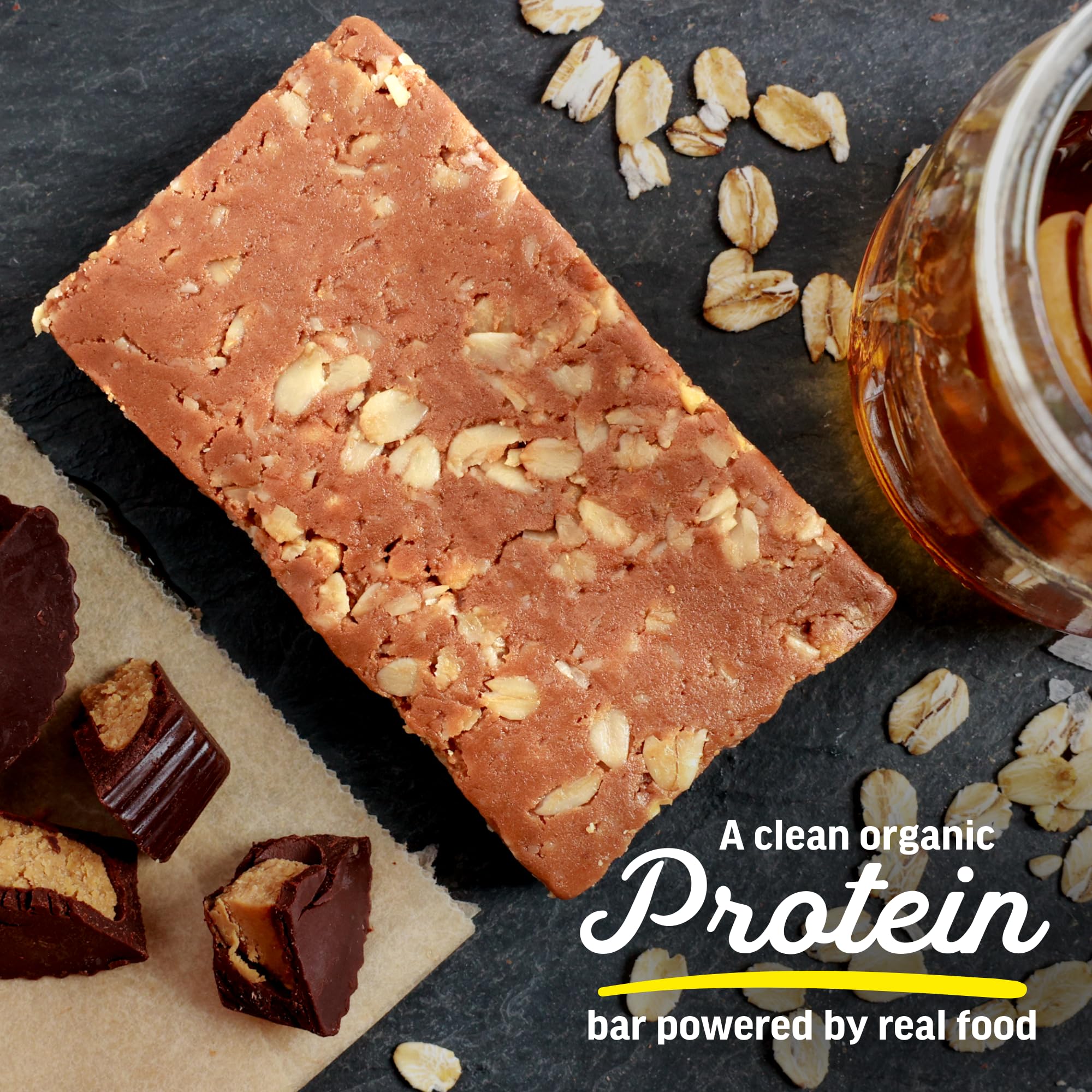 Kate’s Real Food Peanut Butter Cup bar with smooth chocolate layer for a satisfying bite