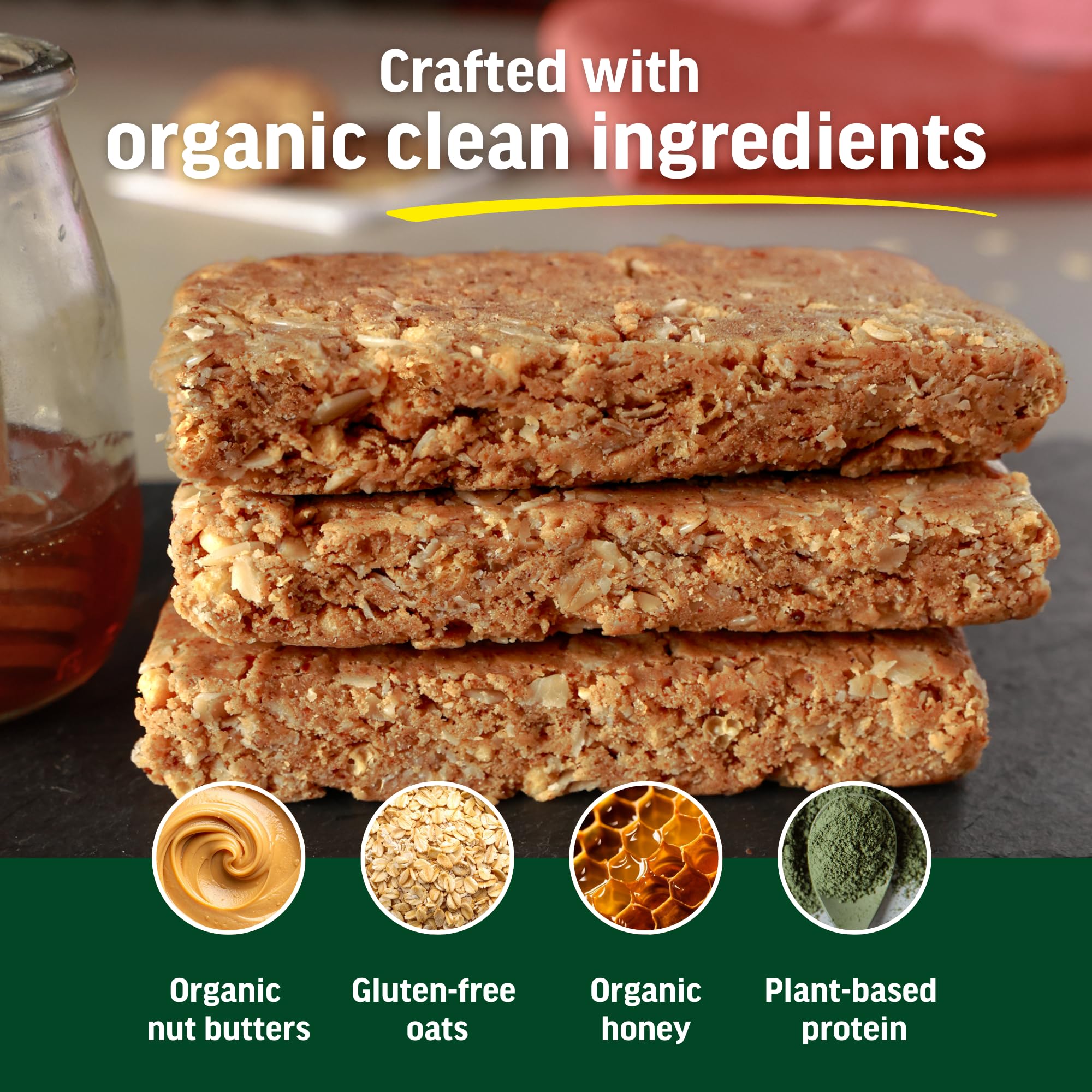 Kate's Real Food Snickerdoodle bar in a backpack, ready for travel or workouts.