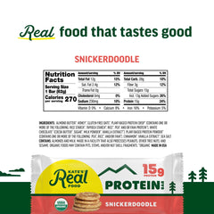 Kate's Real Food Snickerdoodle bar ingredients close-up highlighting clean energy.