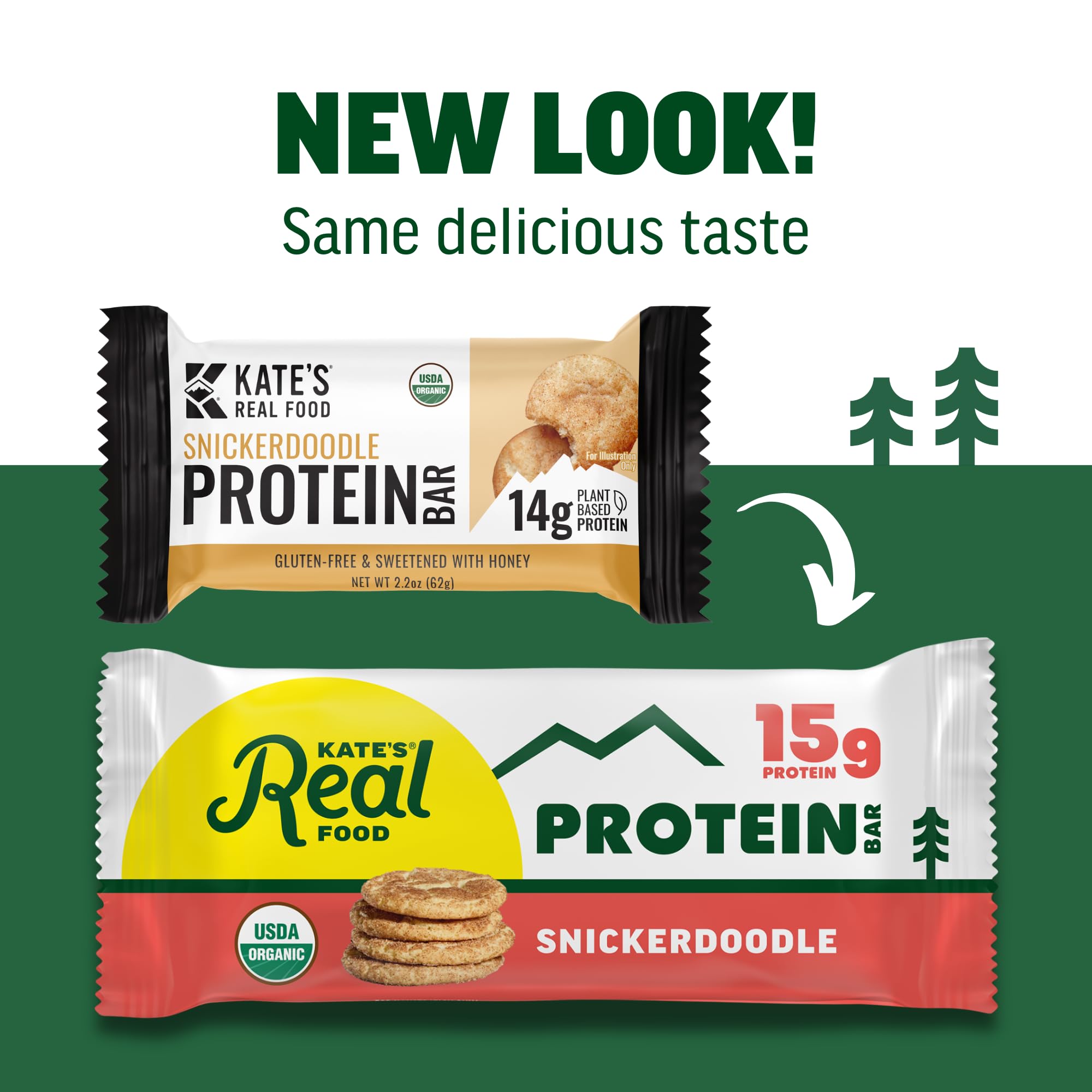 Kate's Real Food Snickerdoodle bar packaging highlights mindful snacking and packaging choices.