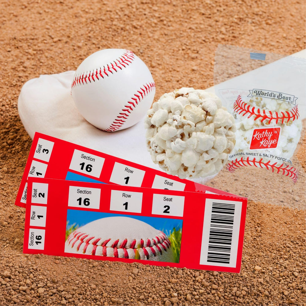 Kathy Kaye Baseball Popcorn Balls gluten-free option for groups.