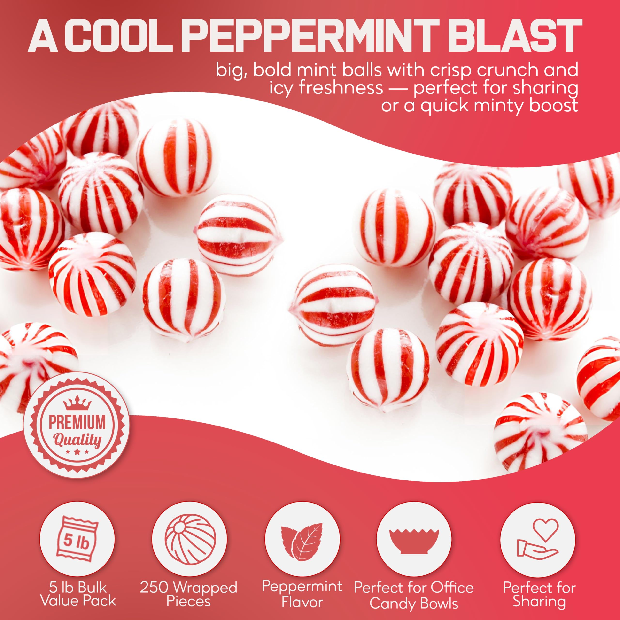 Katie's Kandy Korner jumbo peppermint candy balls in a jar for easy sharing