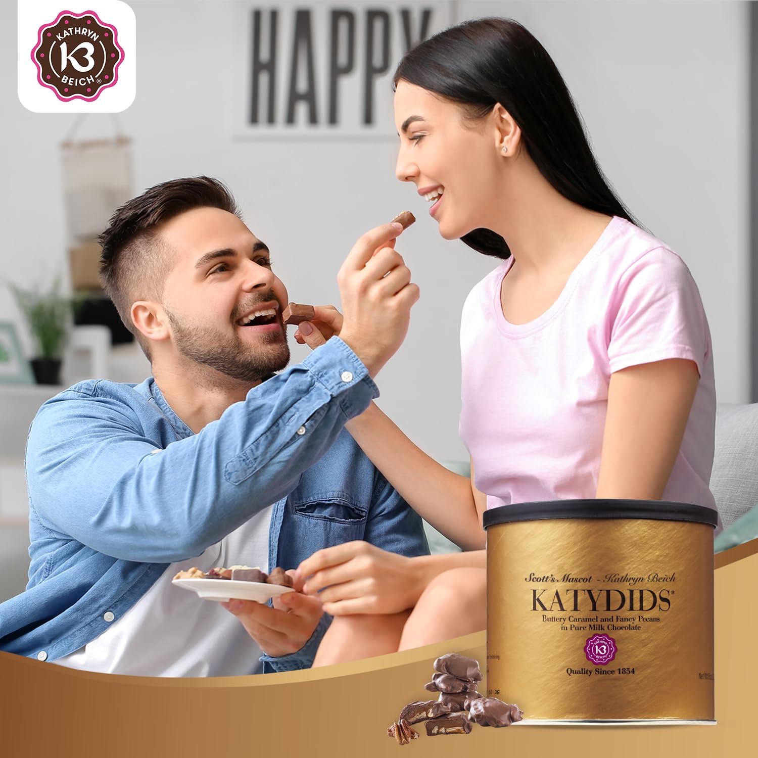 Katydids Candy gift-ready tins emphasize freshness for gifting.
