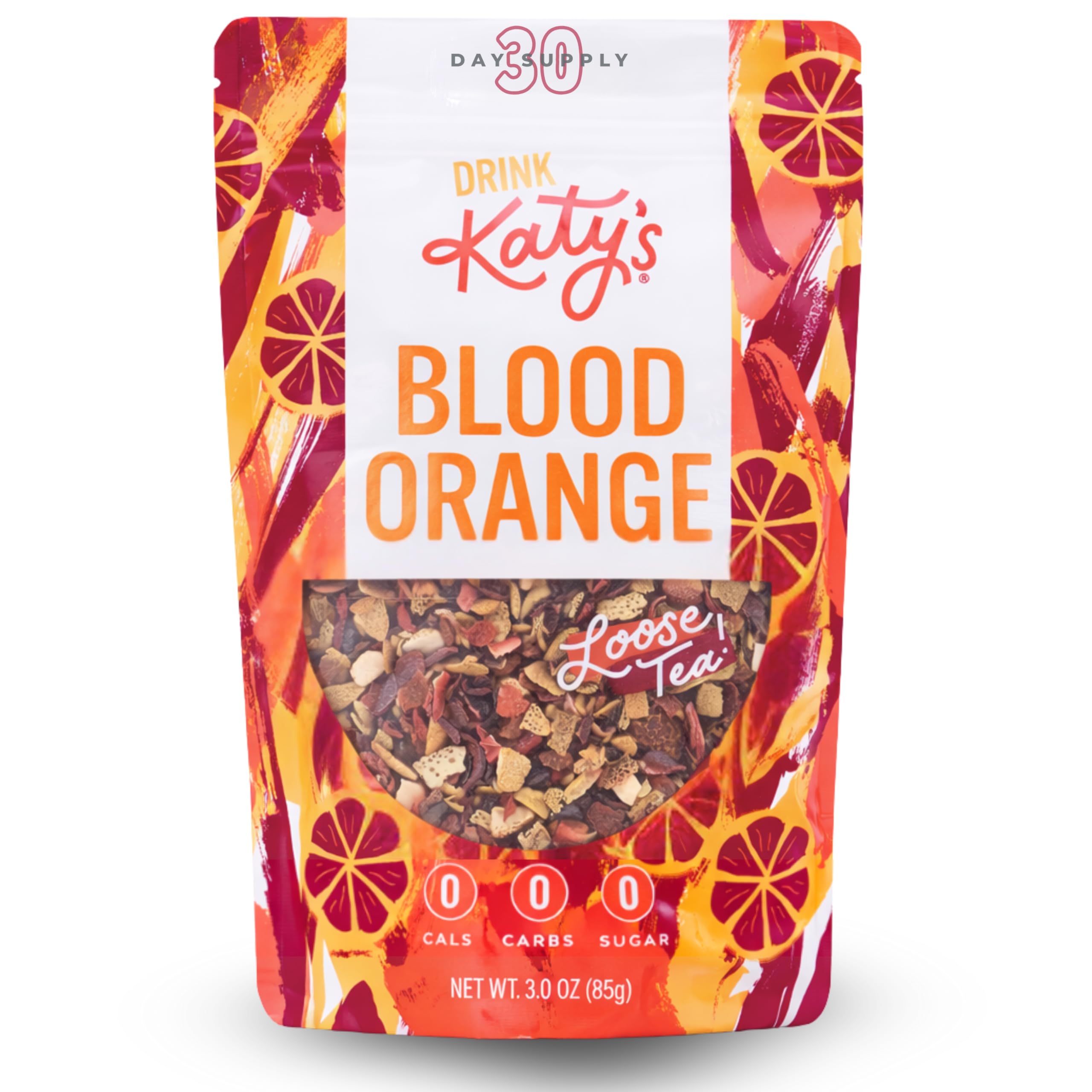 DRINK KATY'S Blood Orange loose tea aroma highlights bright citrus zest.