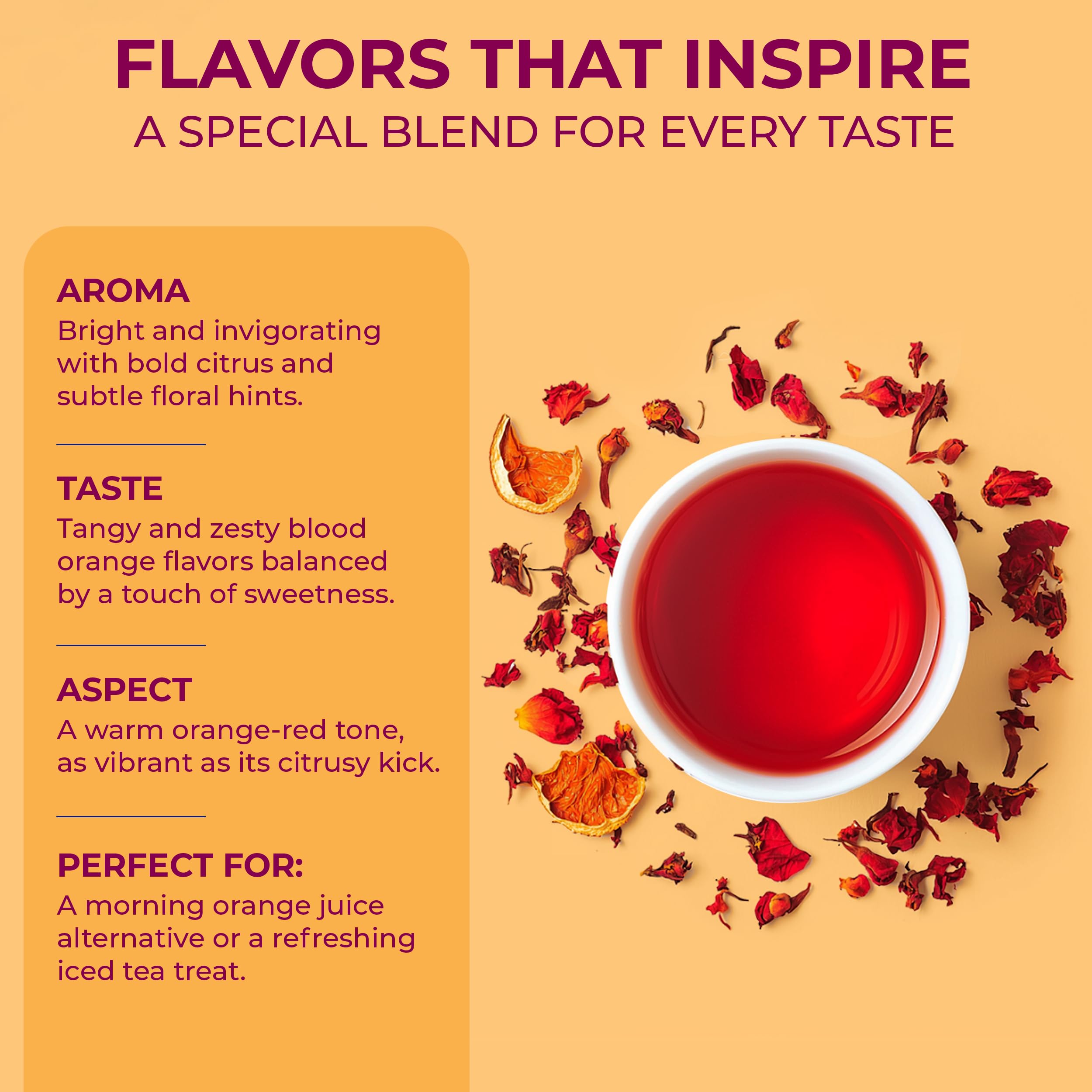 A ready-to-sip cup of DRINK KATY'S Blood Orange tea.