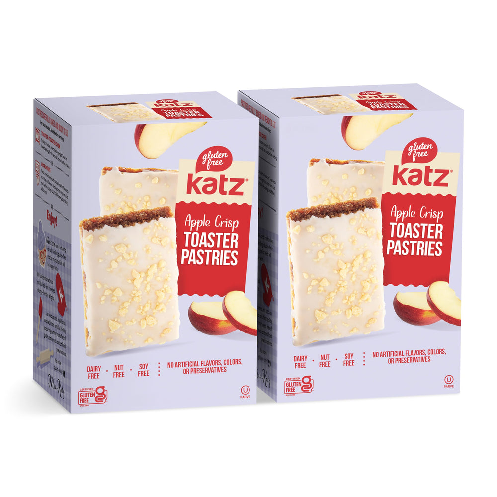 Katz Gluten Free Apple Crisp Toaster Pastries pack front—convenient, ready-to-eat snack.