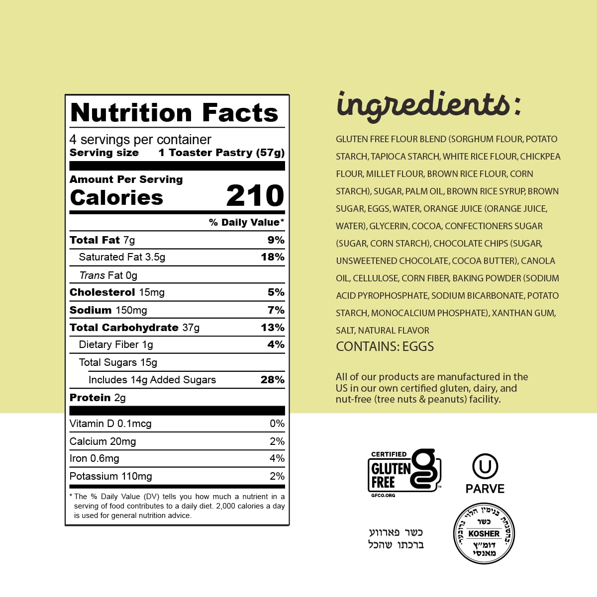 Katz Gluten Free Chocolate Chip Toaster Pastries toasted to warm, melt-in-your-mouth texture.